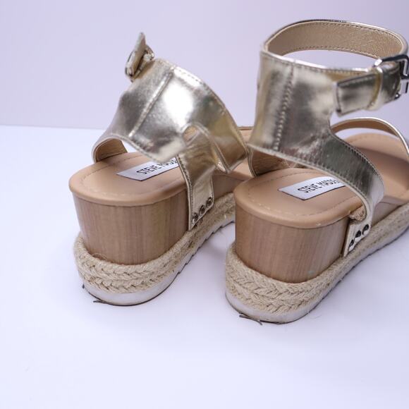 STEVE MADDEN Jewel Espadrille Wedge Sandals Metallic Lyst Ankle Strap Women's 6M - Picture 4 of 8